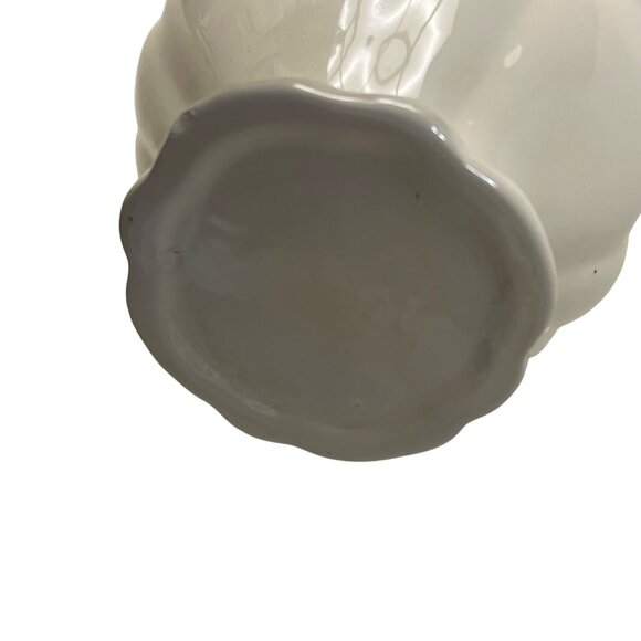 Vintage Ivory Ceramic Pitcher With Floral Accent Ornate Handle 8" x 8" Read - Picture 6 of 15